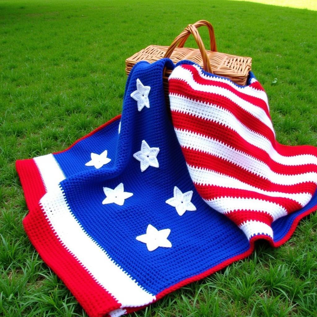 Crochet Stars and Stripes Blanket for 4th of July Celebration