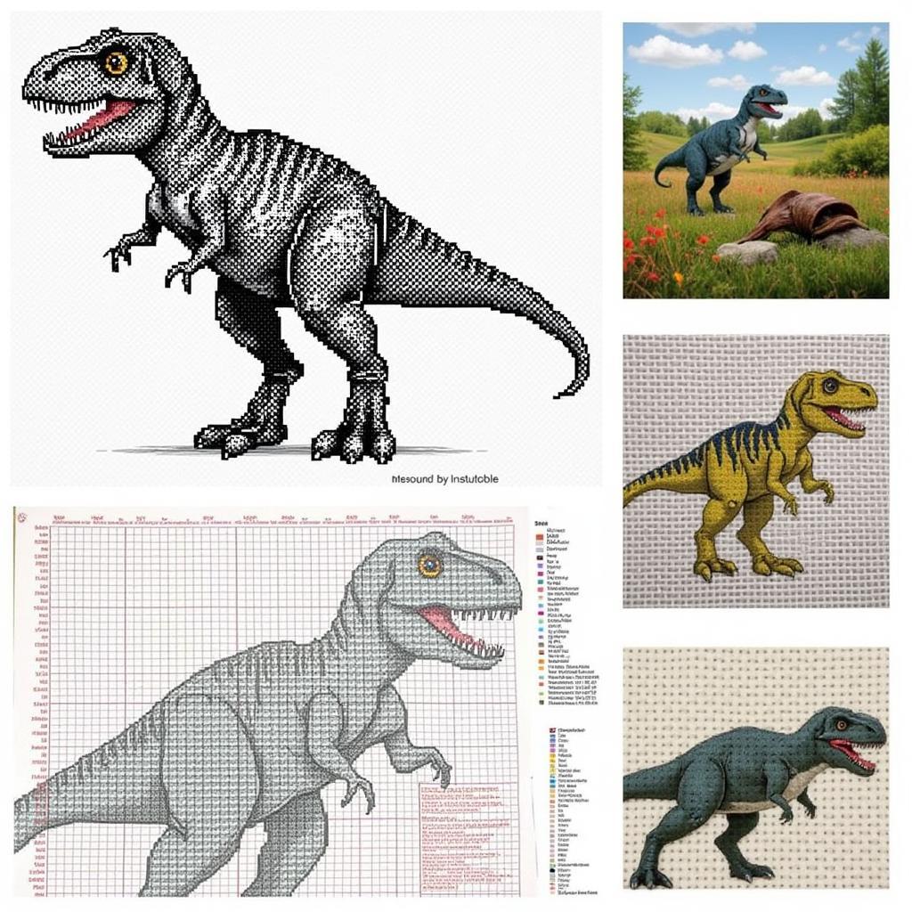 Cross Stitch Dinosaur Pattern Free: Intermediate Level