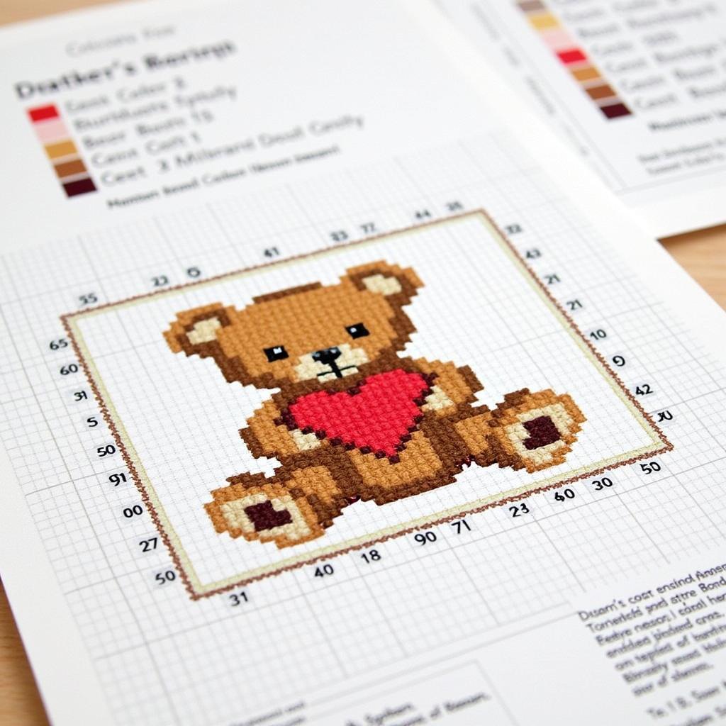 Beginner-Friendly Cross Stitch Teddy Bear Pattern