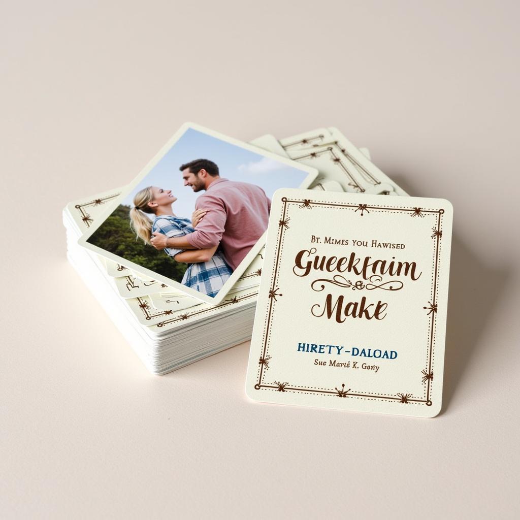 Customized ring game cards with couple's photo