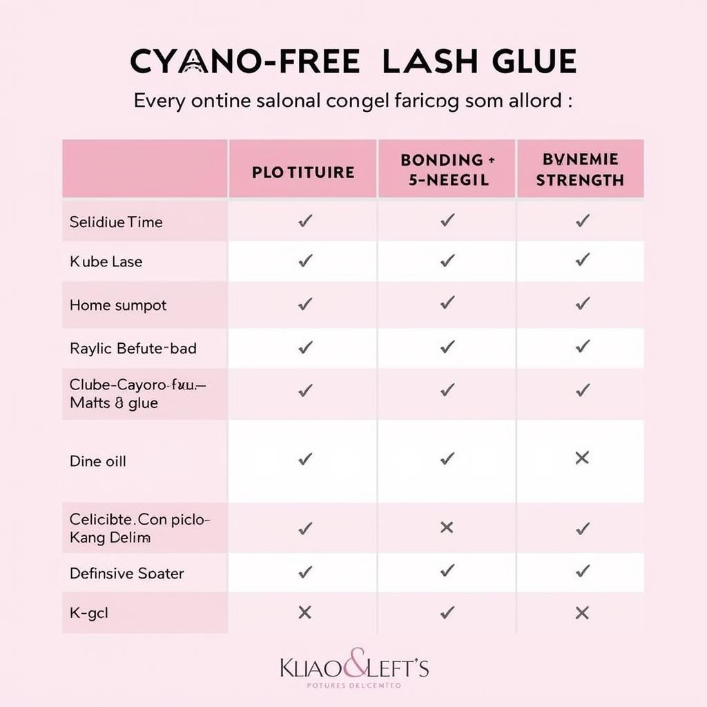 Cyano-Free Lash Glue Comparison Chart