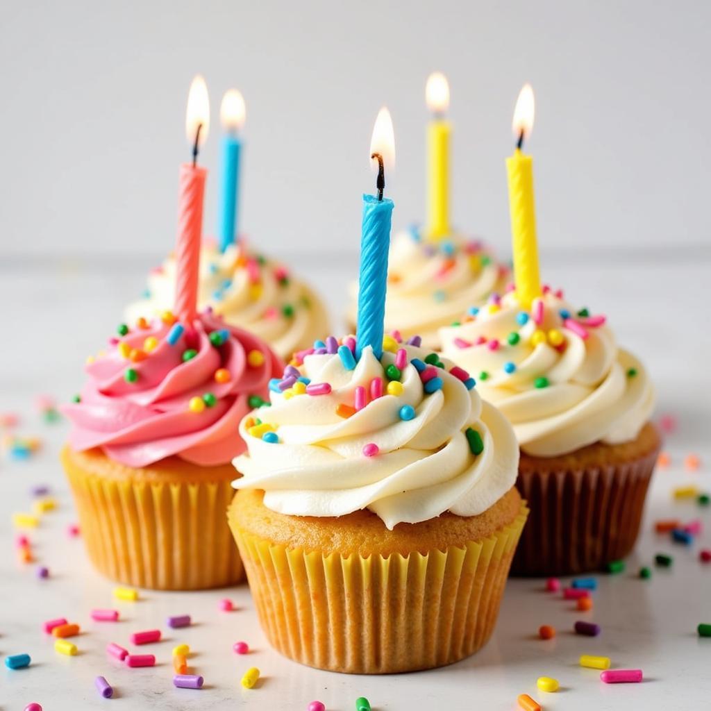 Decorated Gluten and Dairy Free Birthday Cupcakes