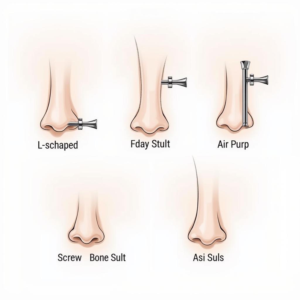 Different Styles of Nickel Free Nose Studs: L-Shaped, Screw, and Bone