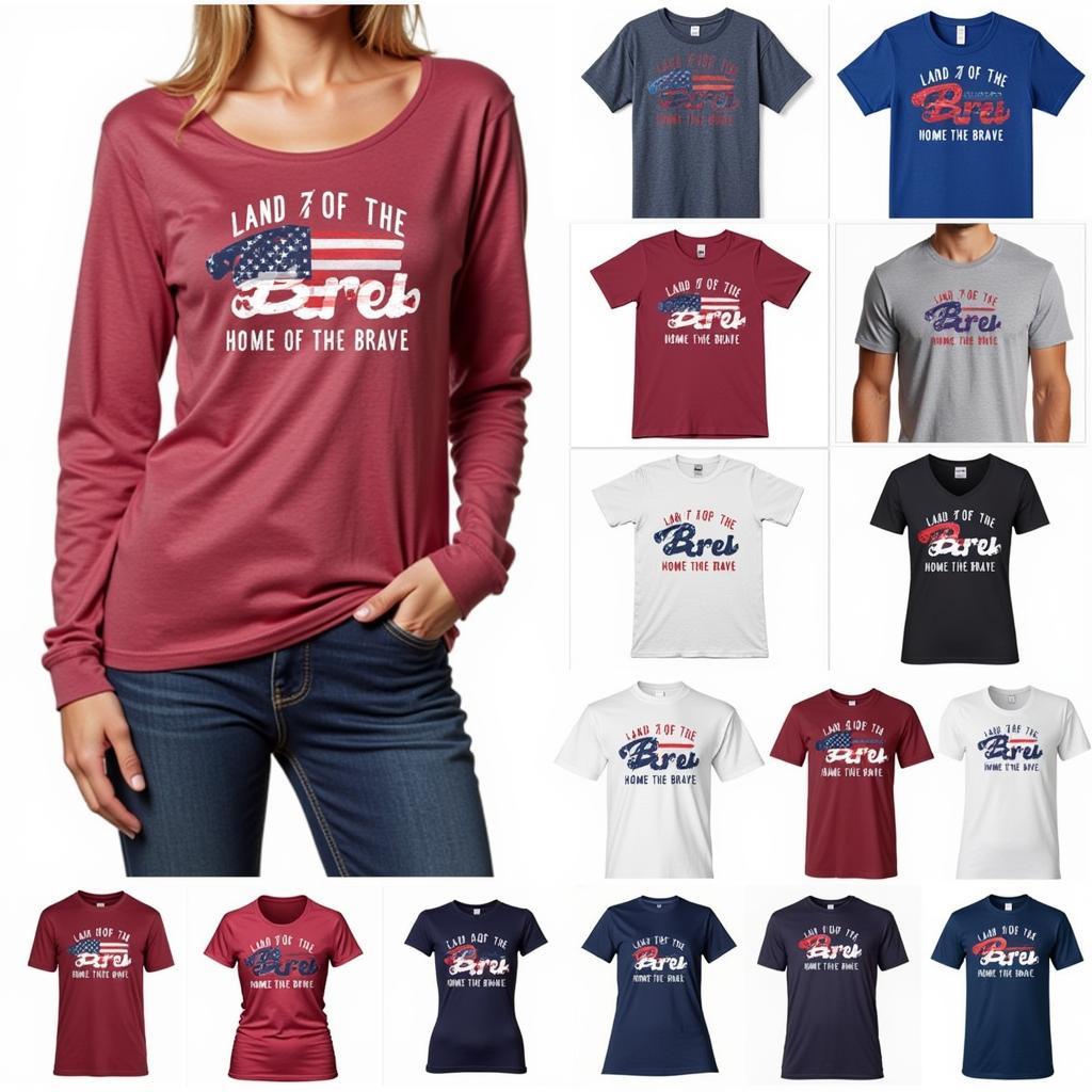 Variety of Styles and Colors for Land of the Free T-Shirts