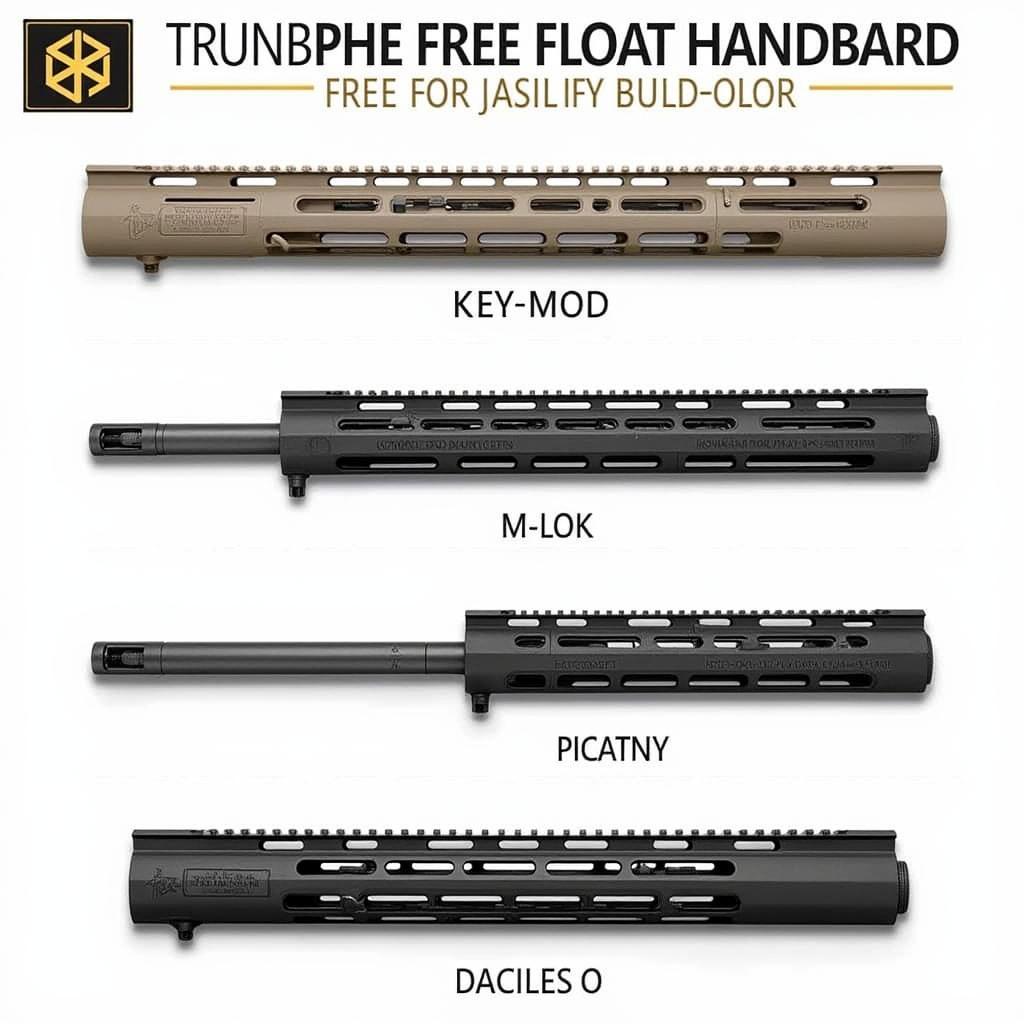 Different styles of 8 inch free float handguards for AR-15 rifles