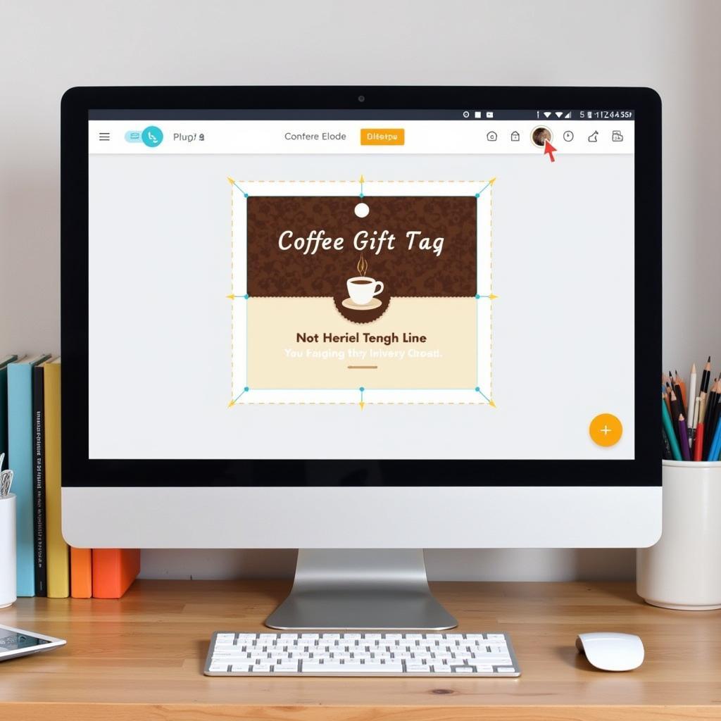 Creating personalized coffee gift tags using Canva design software.