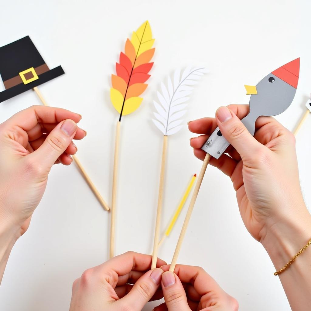 Assembling DIY Thanksgiving Photo Booth Props