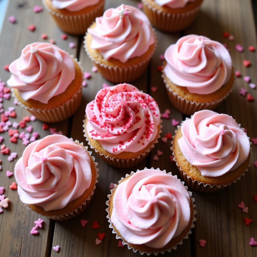 Dye-free Valentine's sprinkles decorating cupcakes