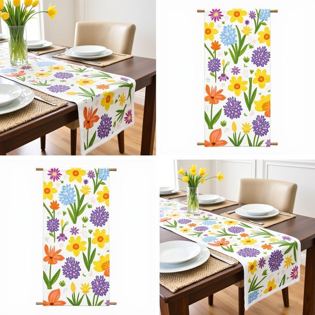 Free Easter table runner patterns featuring floral spring designs