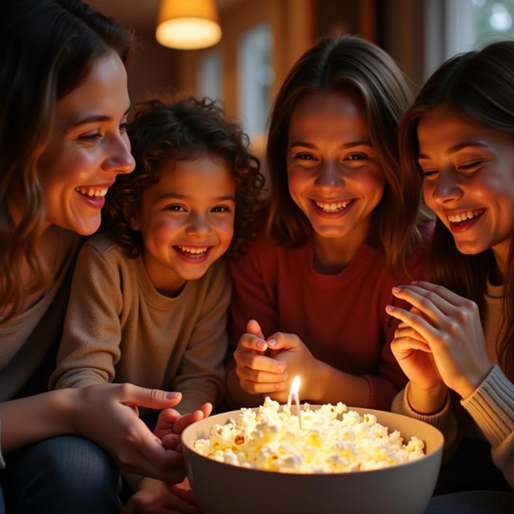 Enjoying Amish Popcorn with Family