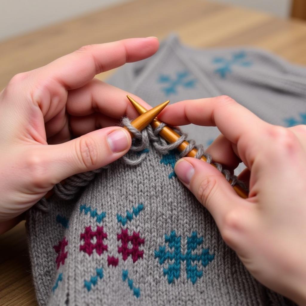 Fair Isle Knitting Technique Close-Up