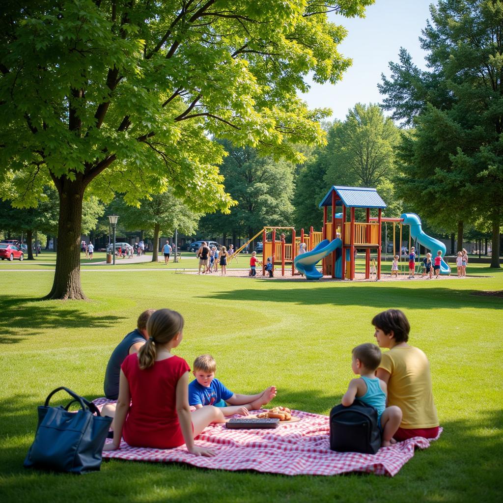 Families enjoying a free day at a Harrisonburg park