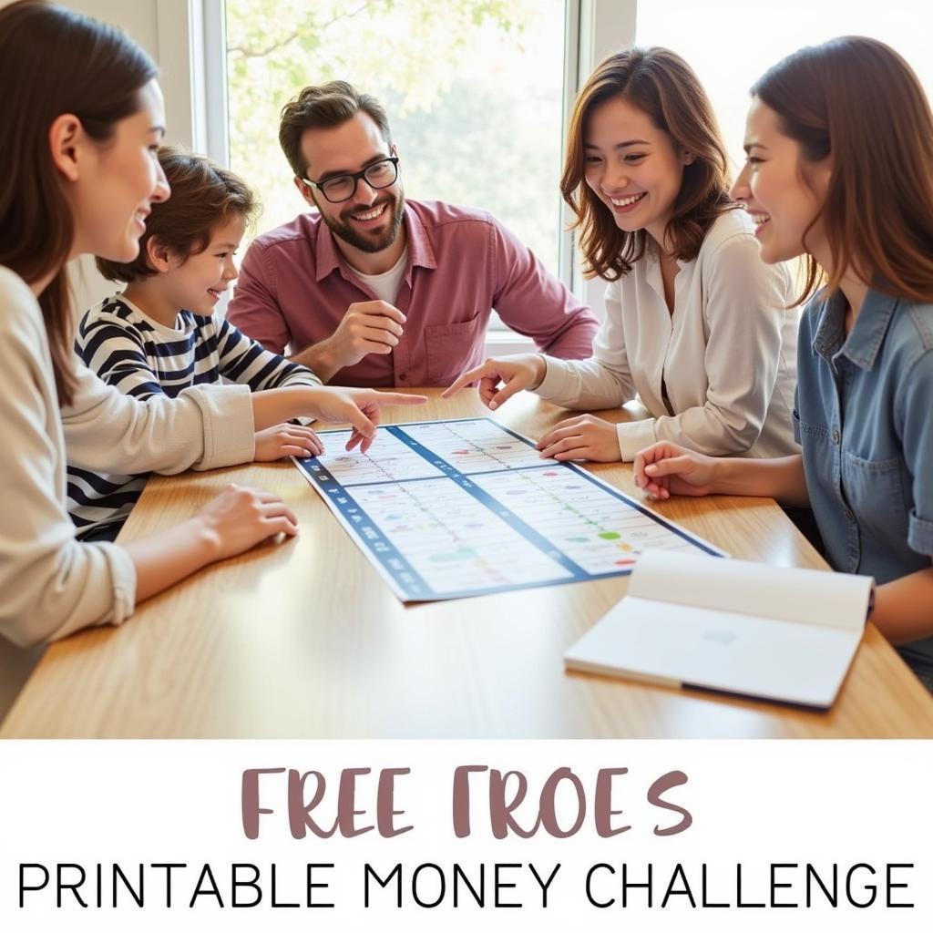 Family Using Free Printable Money Challenge