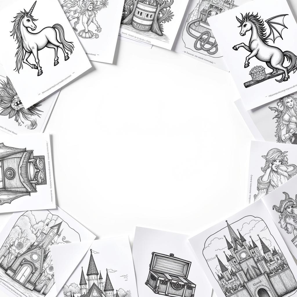 Collection of Various Fantasy Coloring Pages