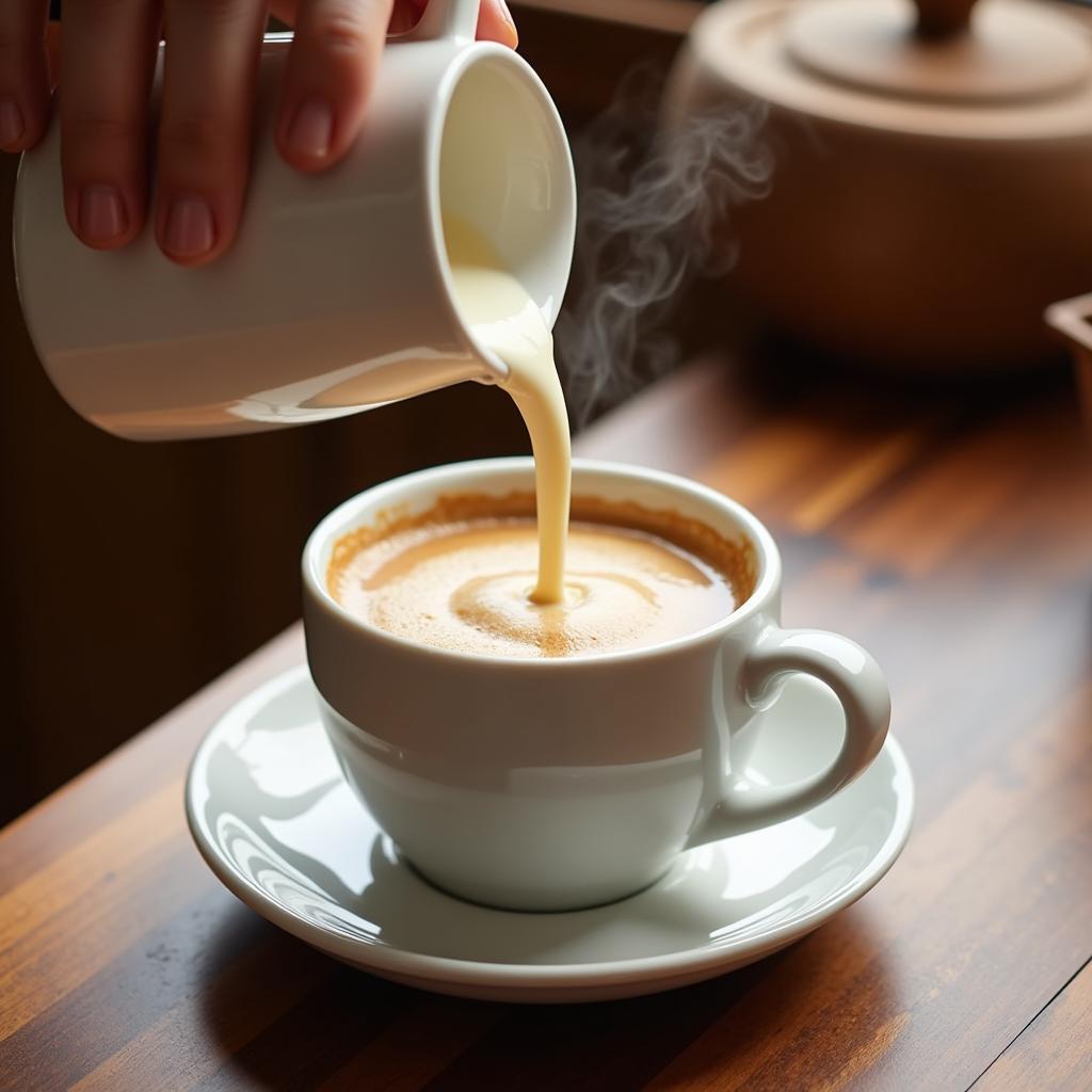 Adding Fat-Free Creamer to a Cup of Coffee