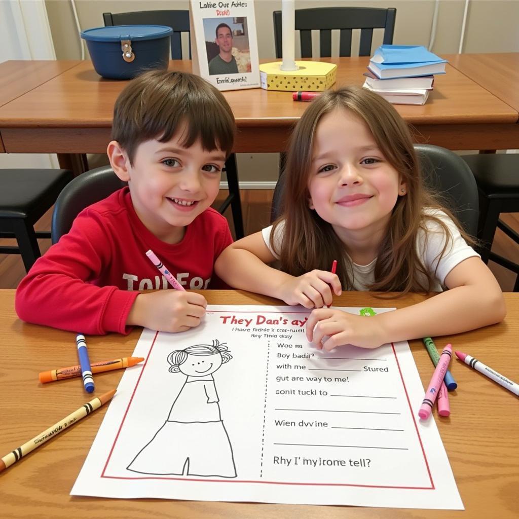 Kids Completing a Father's Day Questionnaire