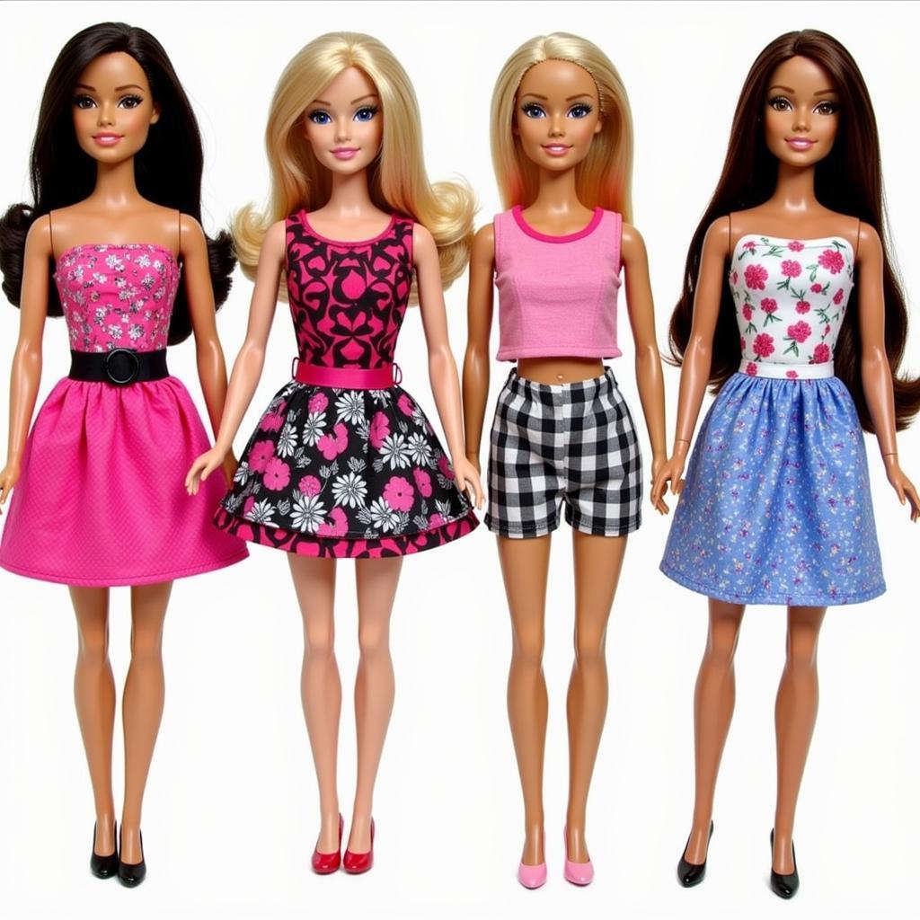 Showcase of Finished Barbie Clothes Made from Free Patterns