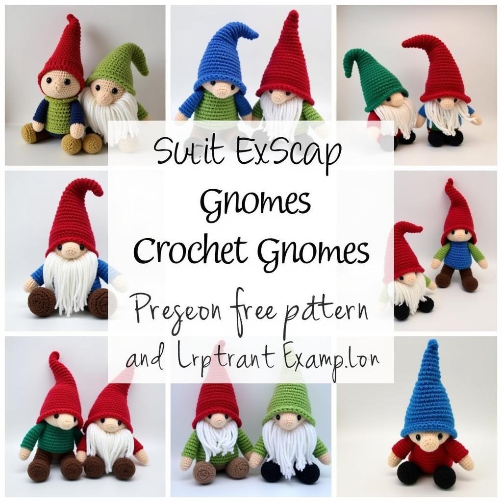 Finished Crochet Gnome Examples from Free Patterns