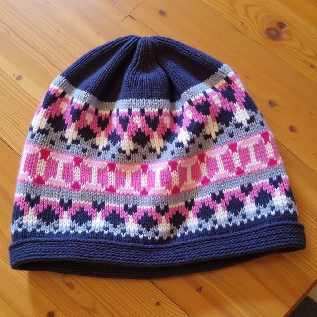 Showcasing a Completed Fair Isle Hat