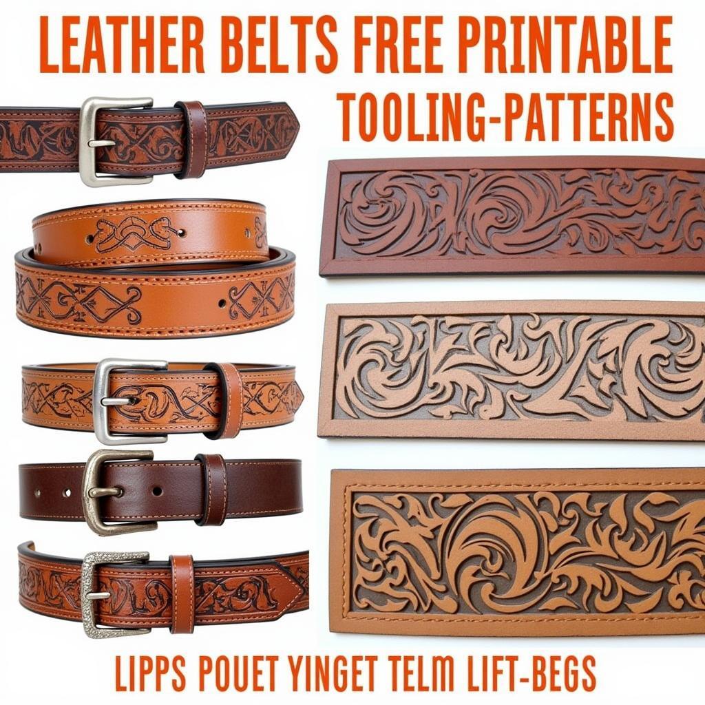 Finished Leather Belts with Tooled Designs