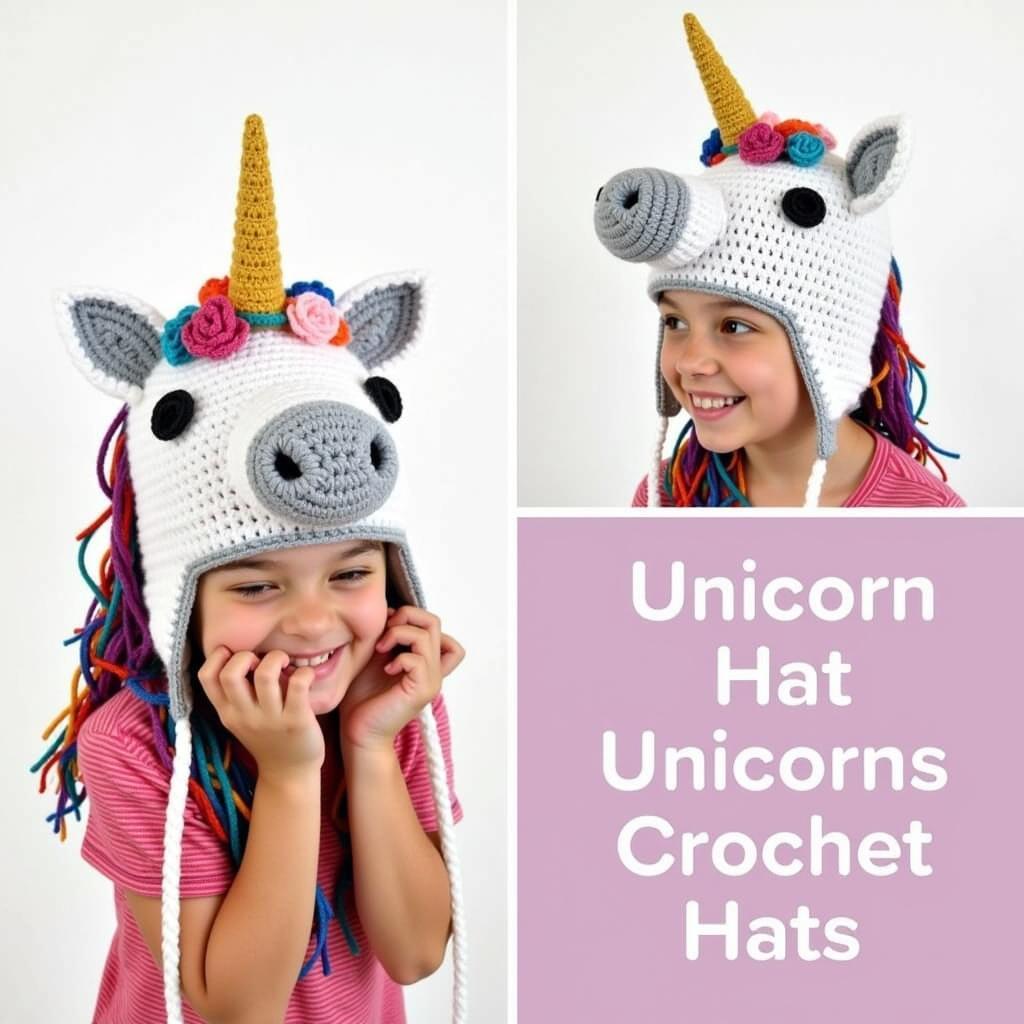 Finished Unicorn Crochet Hat with Customizations