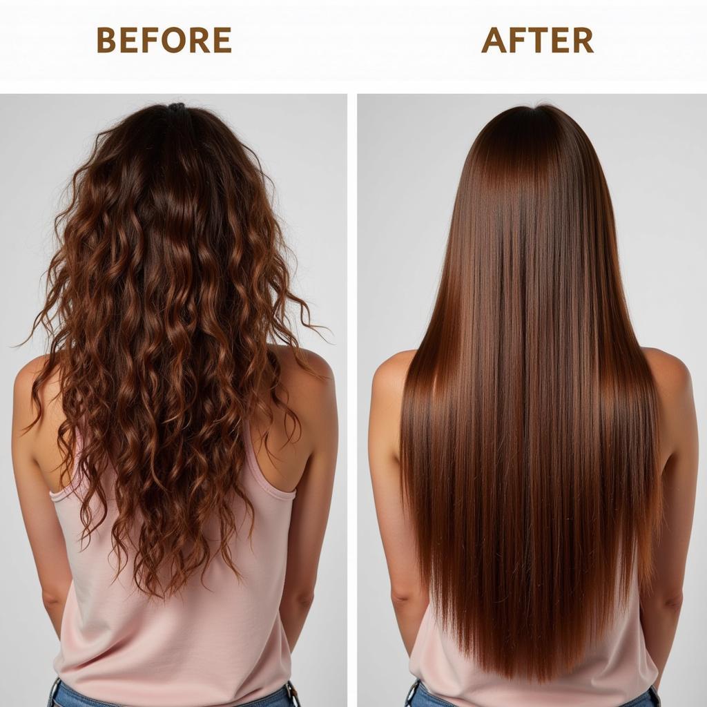 Before and After Formaldehyde-Free Hair Smoothing Treatment