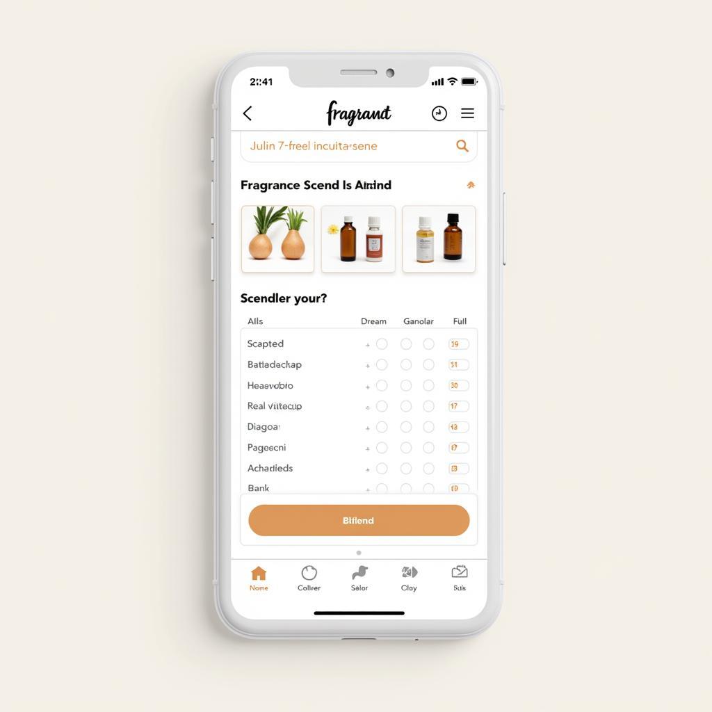 Fragrance Calculator Mobile App Interface