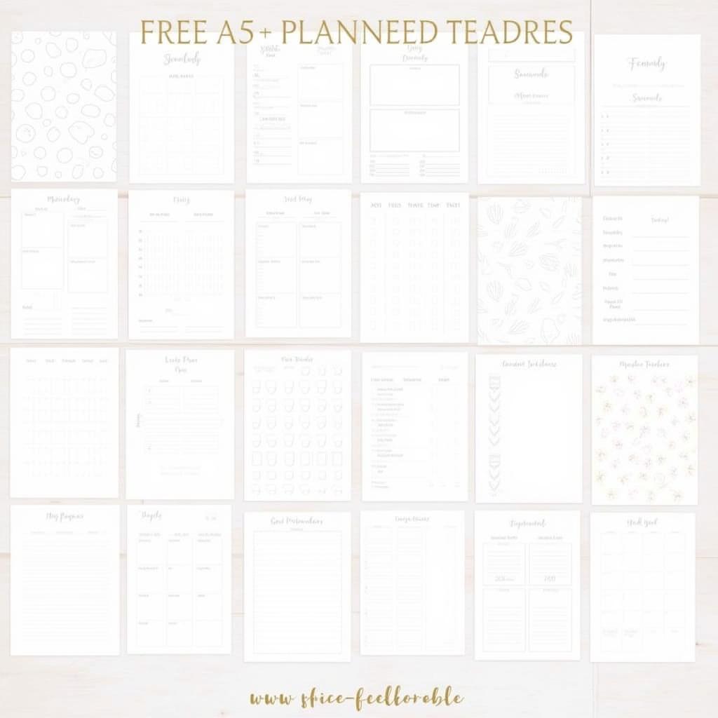 Variety of Free A5 Planner Printables