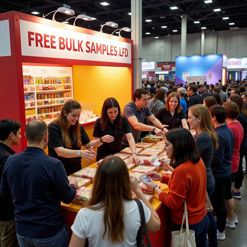 Attendees Gathering Free Bulk Samples at an Event