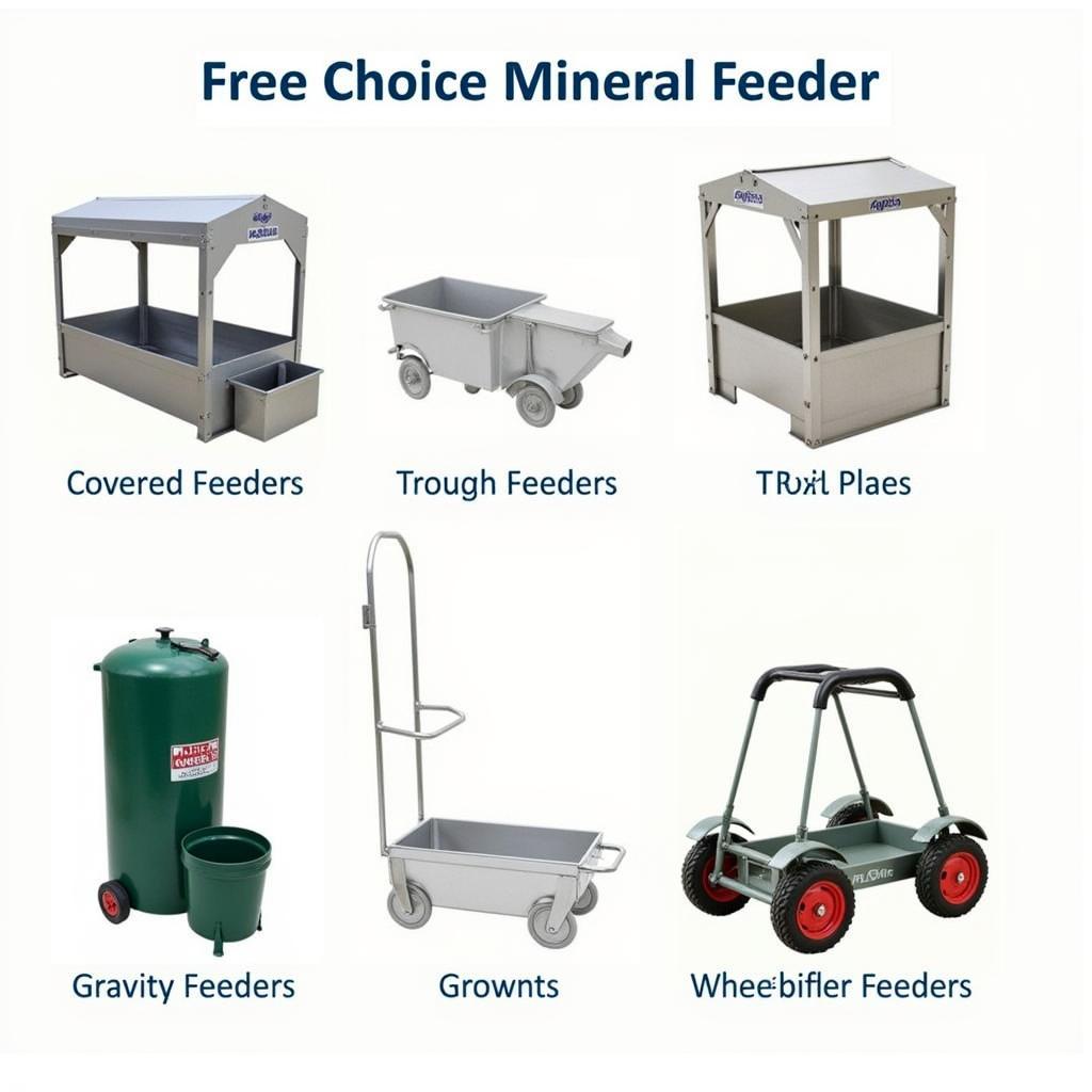 Various Free Choice Mineral Feeder Types for Livestock