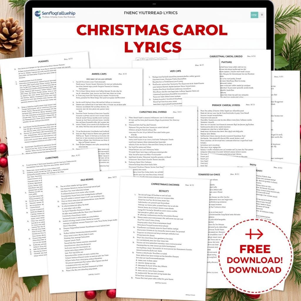 Free Christmas Carol Lyrics PDF Download: A collection of printable Christmas carol lyrics in PDF format.