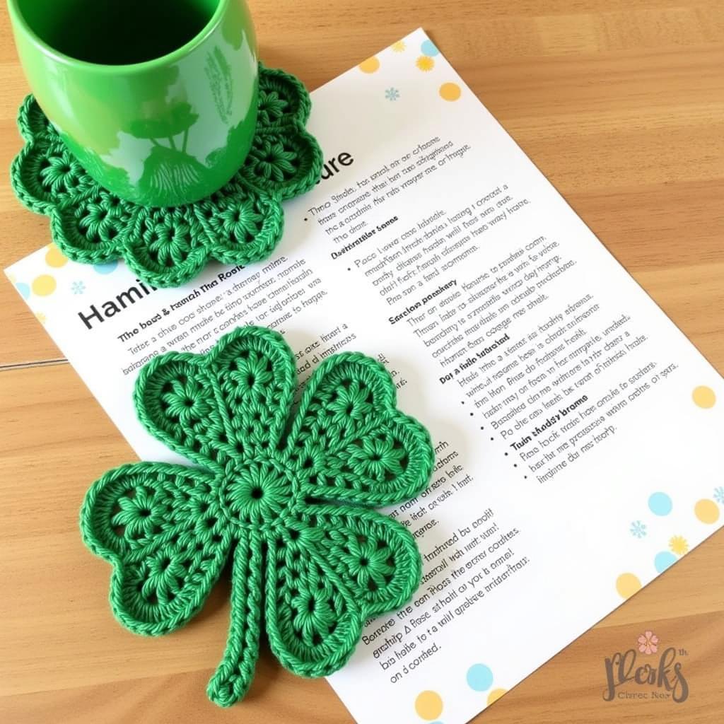 Free Crochet Shamrock Coaster Pattern for Beginners