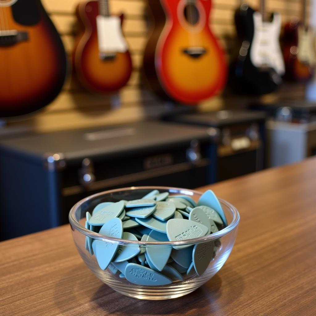 Free Guitar Picks in a Music Store