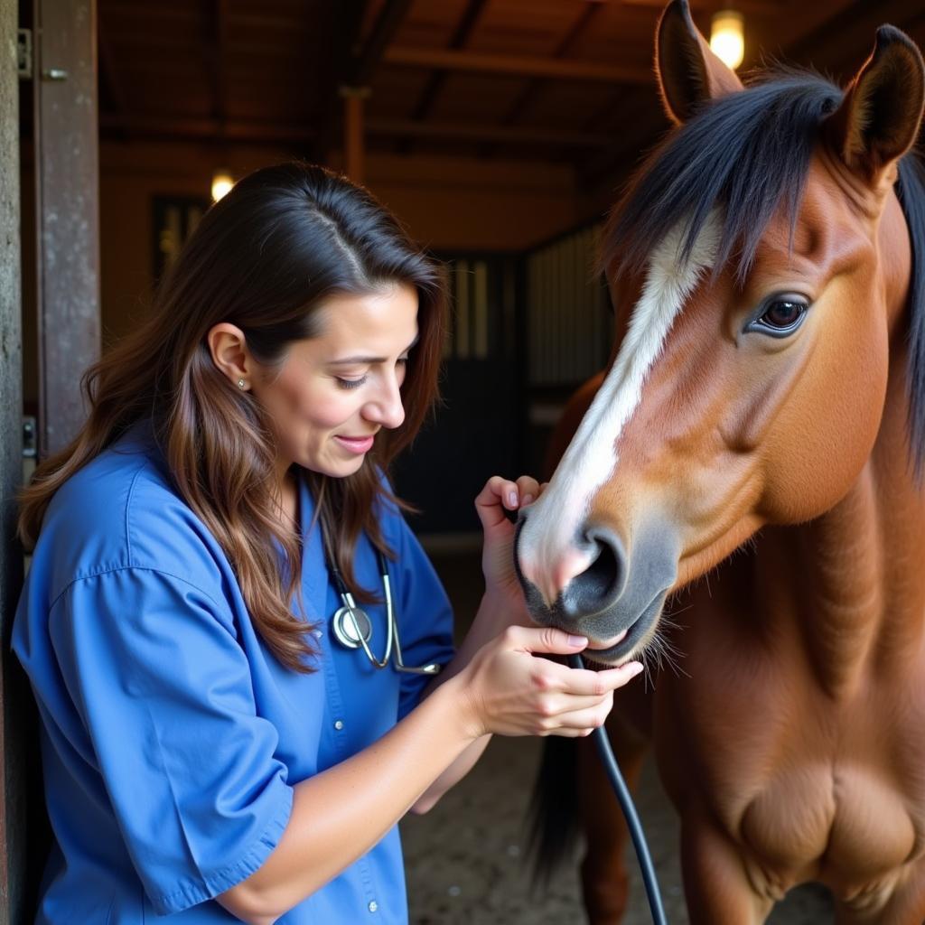 Free Horse Undergoing Veterinary Check in Maine