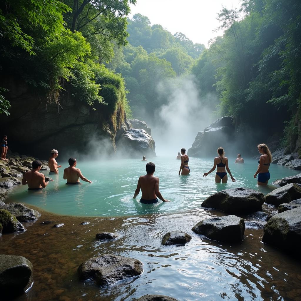 Relaxing in Free Hot Springs La Fortuna