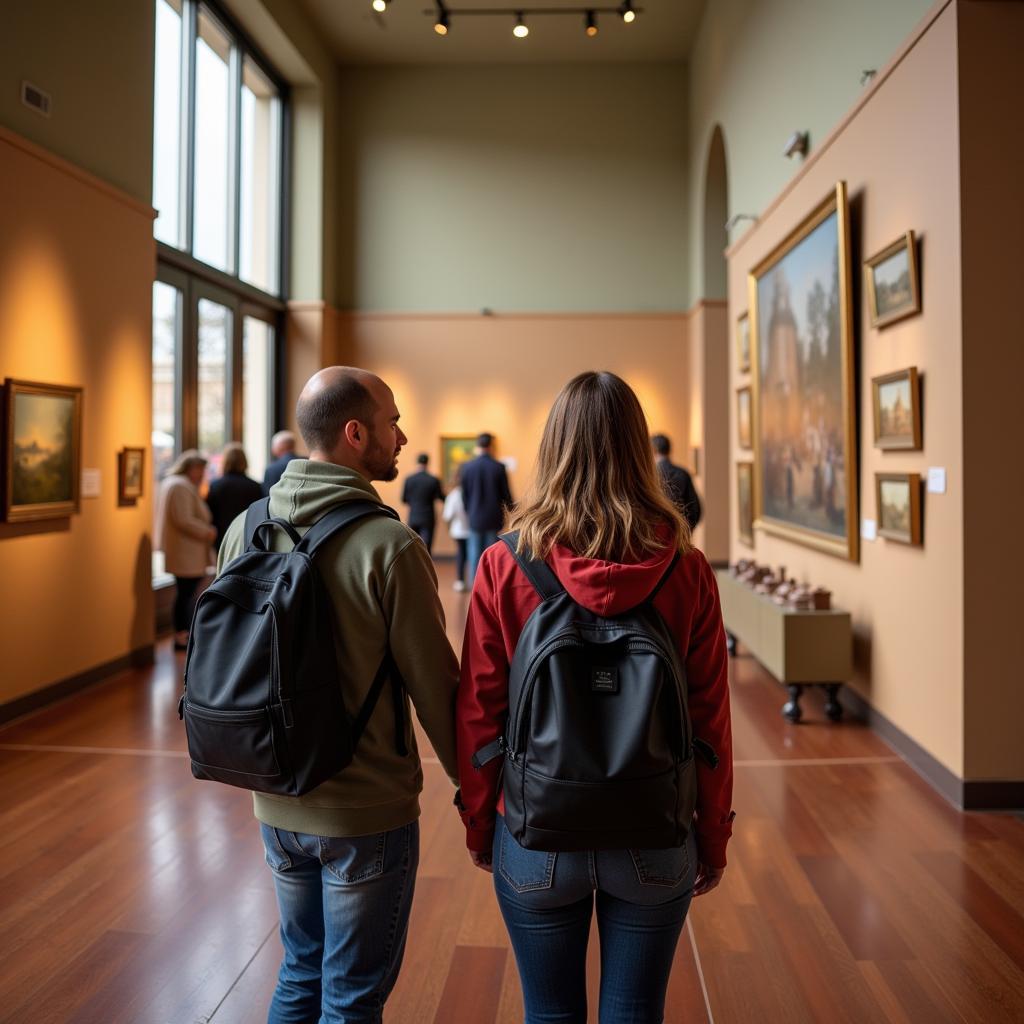 Couple exploring a museum in Balboa Park during a free admission day