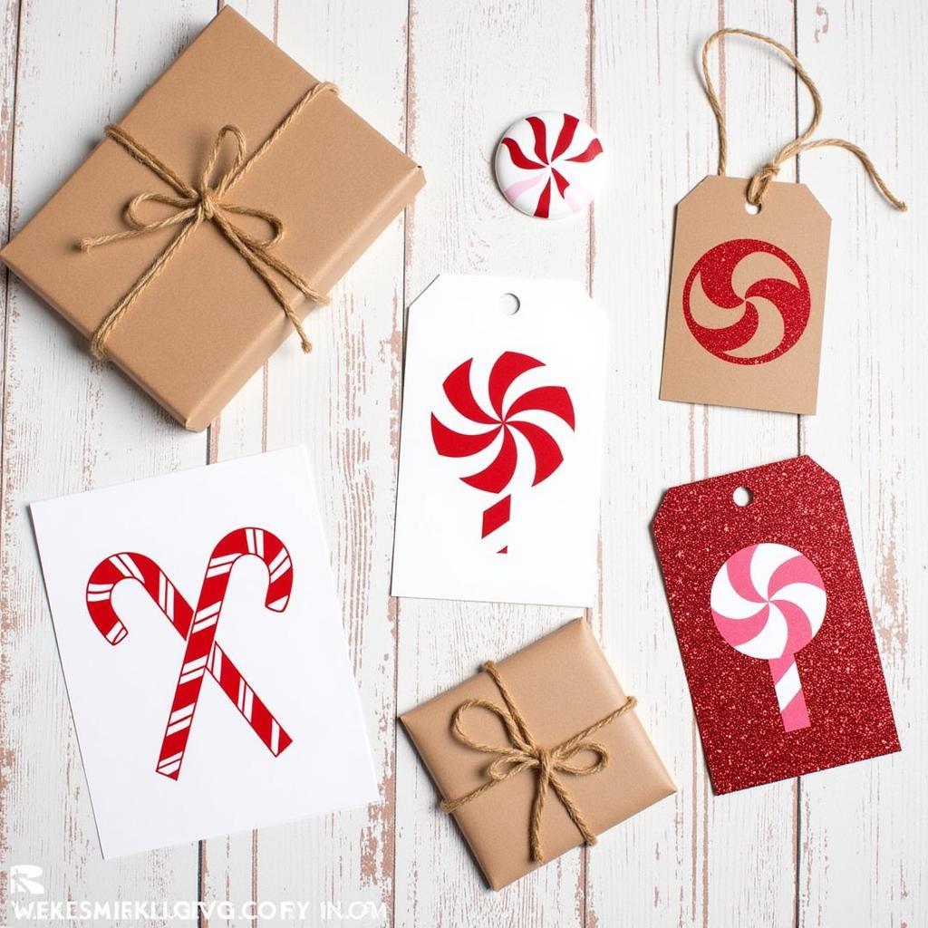 Free Peppermint SVG Holiday Gift Tags