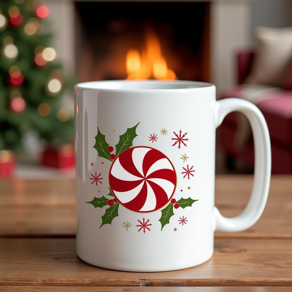 Free Peppermint SVG Holiday Mug Design