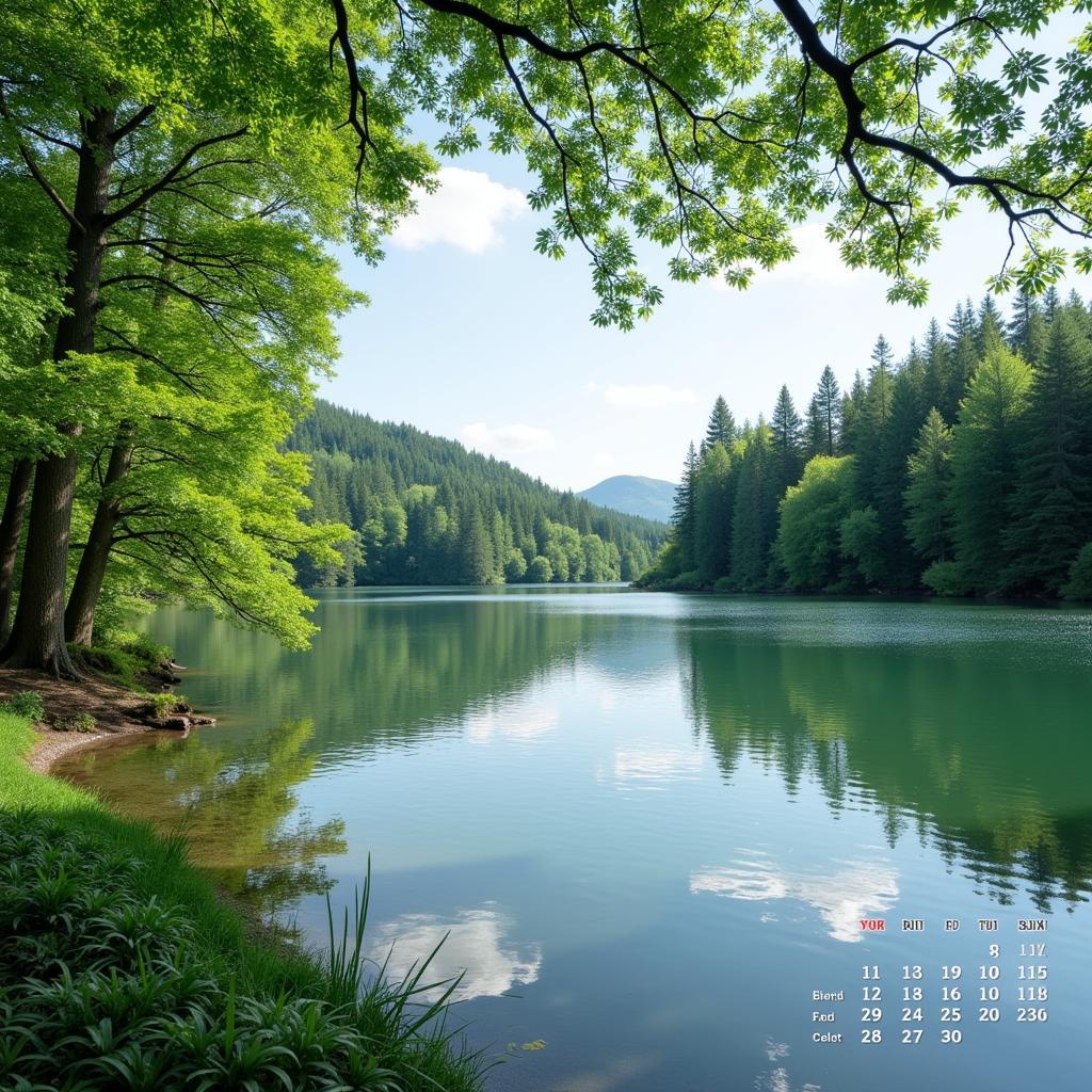 Free Photographic Calendar Wallpaper with Nature Scene