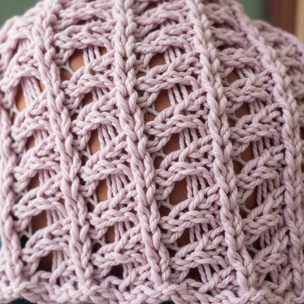 Close-up of a Pineapple Stitch Shawl