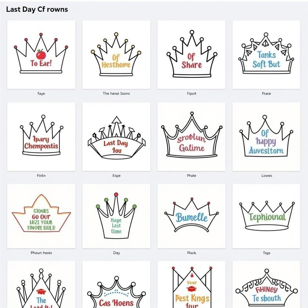 Different templates for last day of school crowns