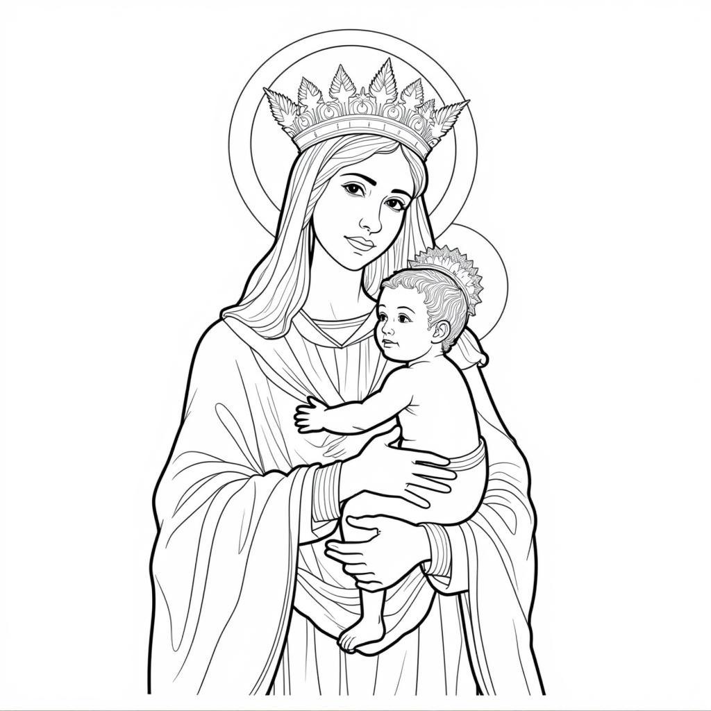 Detailed Design Free Printable Mary Coloring Pages