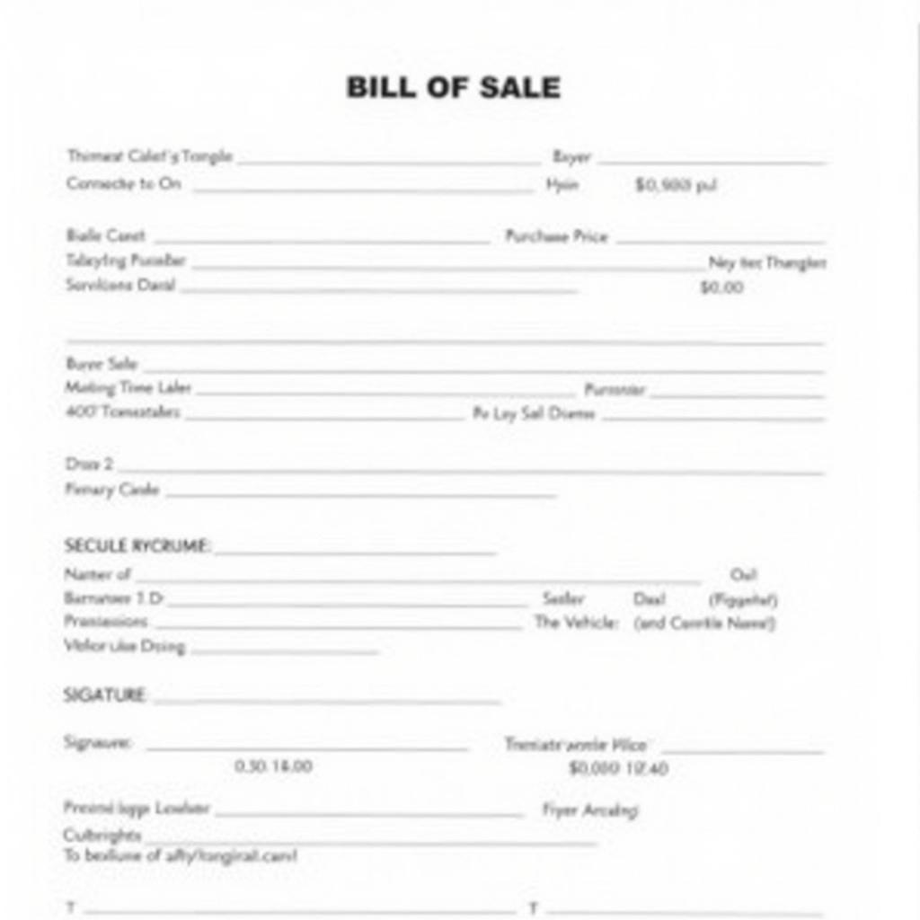 Free Printable Mississippi Vehicle Bill of Sale Form