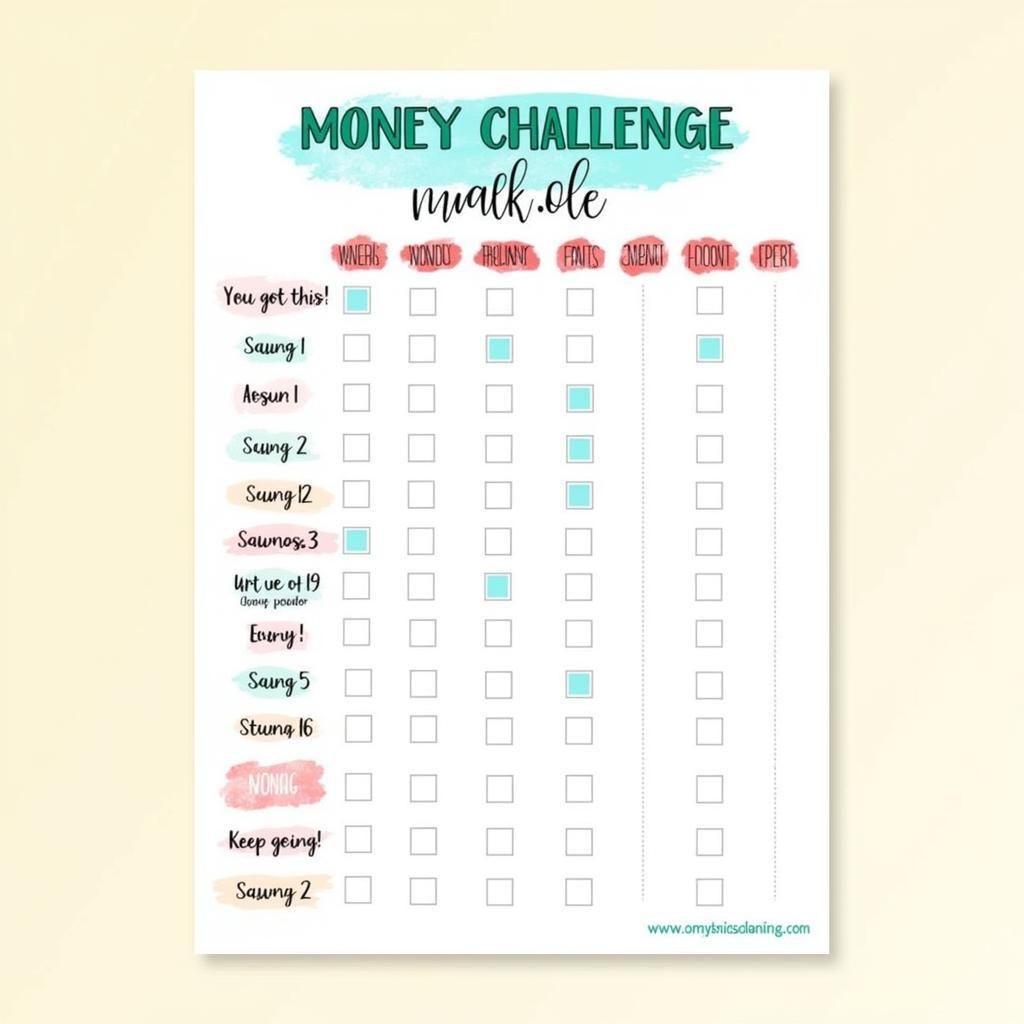 Free Printable Money Challenge Tracker