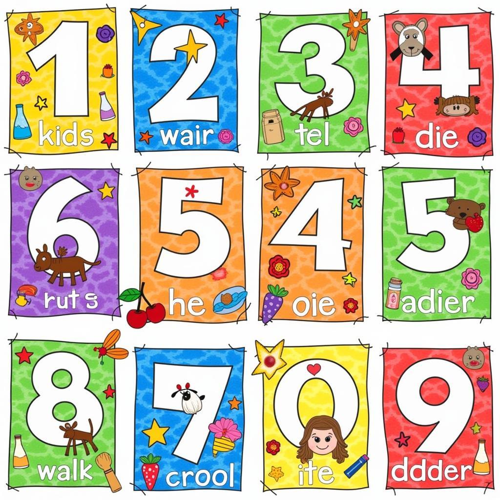 Colorful Number Posters 1-20 PDF for Kids