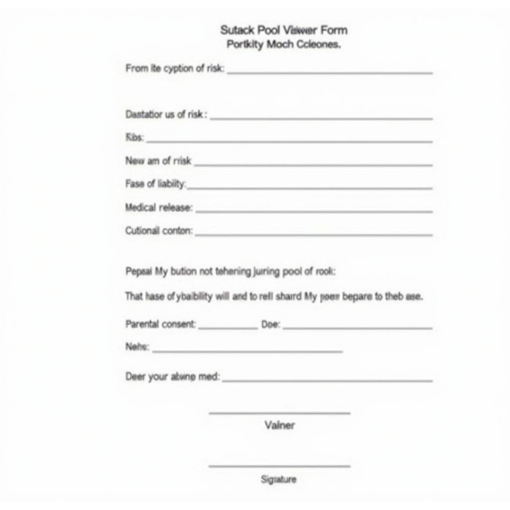 Example of a Free Printable Pool Waiver Form