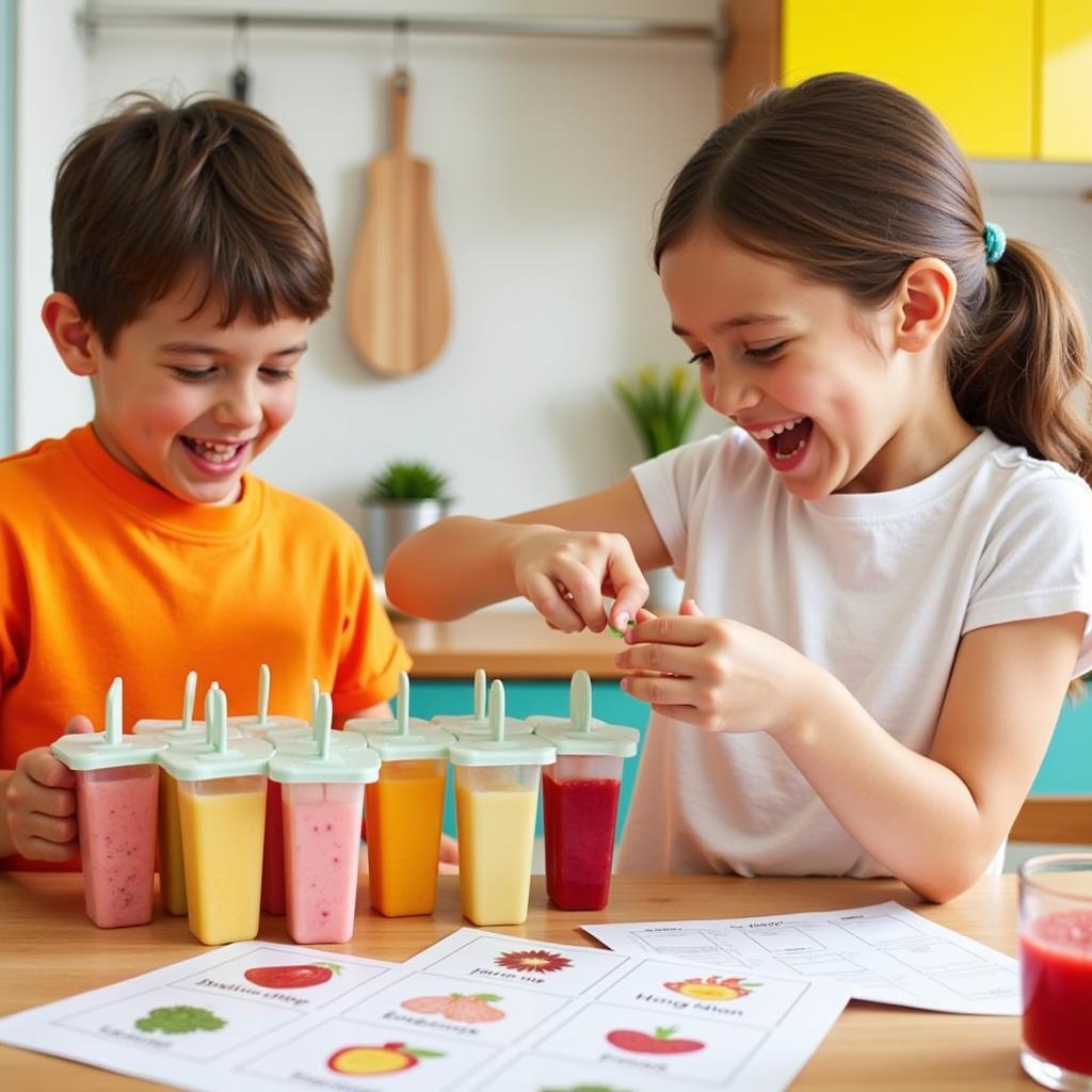 Kids Making Popsicles Using Free Printable Templates