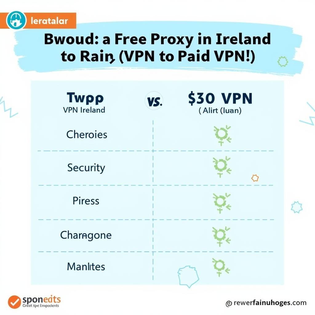 Free Proxy Ireland vs. VPN Comparison Chart