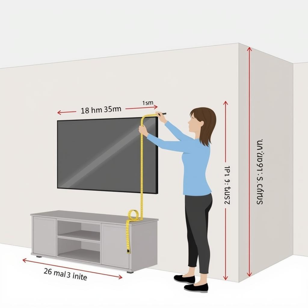 Measuring the dimensions for a free standing media unit