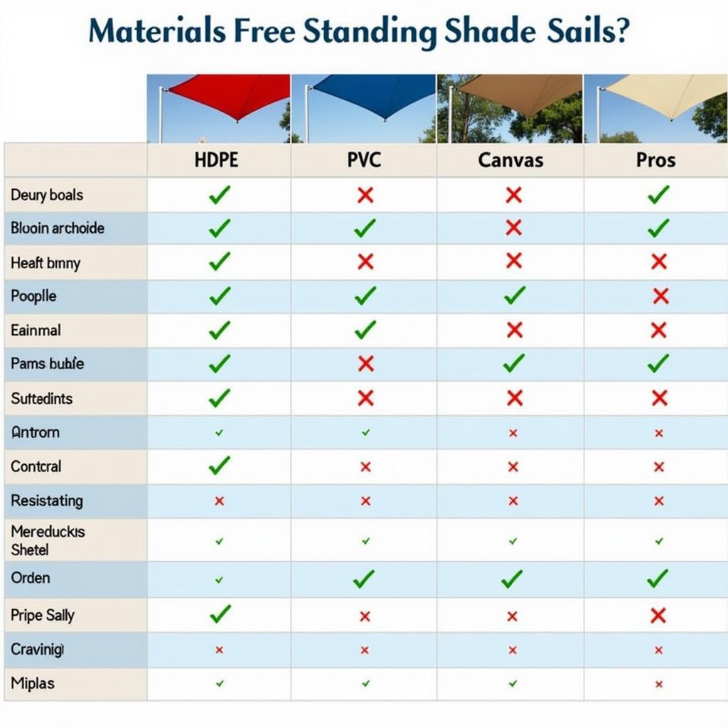 Comparing Free Standing Shade Sail Materials